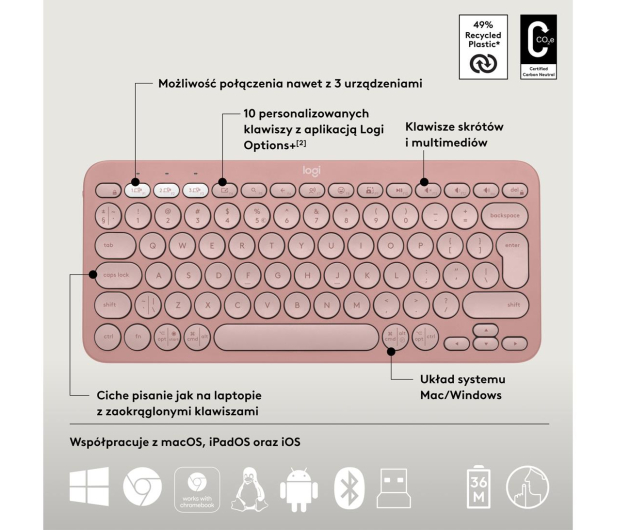 LOGITECH Pebble 2 Combo różowy 920-012241 - 1172743 - zdjęcie 11